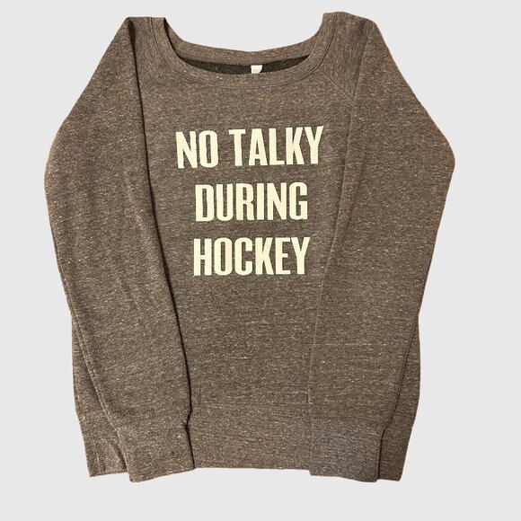 Portage and Main Sweaters - Portage and Main Women's No Talky During Hockey Sweater - Grey - Small